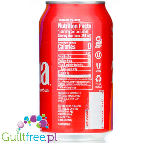 Zevia Zero Calorie Soda, Grapefruit Citrus
