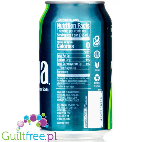 Zevia Ginger Ale natural zero calorie drink with stevia