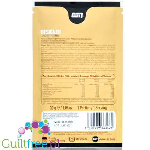 Esn Protein Pudding, 30g sachet, Vanilla