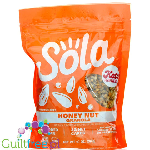 Sola Granola, Honey Nut - keto płatki śniadaniowe bez cukru, Miód & Orzeszki