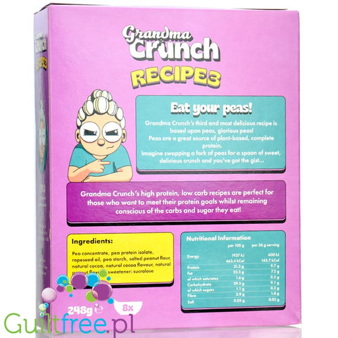 Grandma Crunch Protein Recipe3 Peanut  - wegańskie płatki śniadaniowe bez cukru 30% białka, Orzech Ziemny