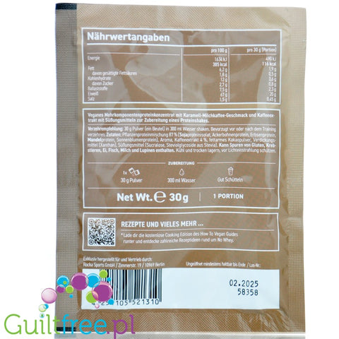 Rocka Nutrition NO WHEY Vanilla Caramel Latte 30g sachet