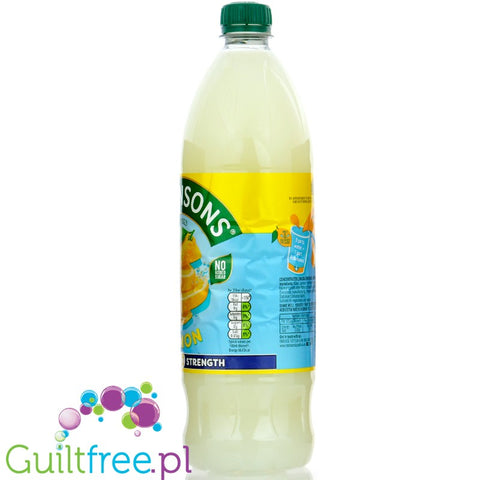 Robinsons Double Strength Lemon Squash 1L  - skoncentrowany syrop do rozcieńczania bez cukru i kalorii, Cytryna