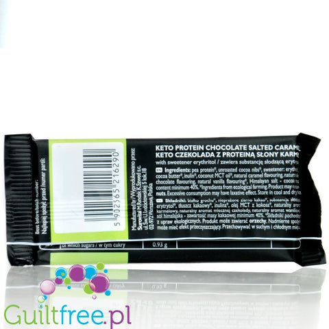 Raw Cocoa Keto Protein Chocolate Salty Caramello - protein chocolate sweetened with erythritol with salted caramel flavor