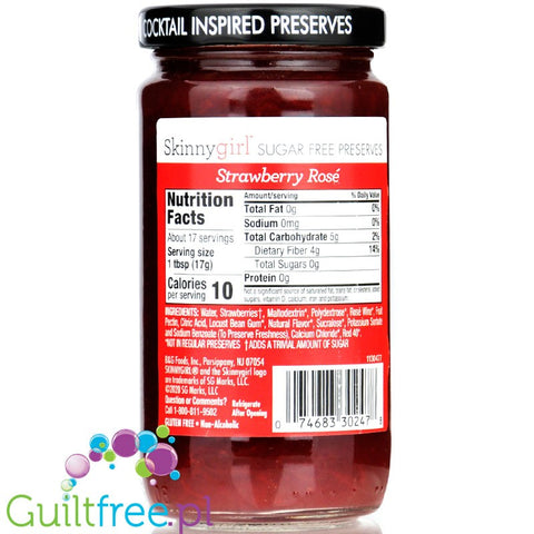 SkinnyGirl Strawberry Rosé Jam - bezcukrowy dżem truskawkowy z nutą różowego wina 58kcal