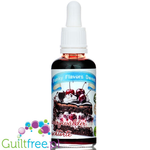 Funky Flavors Sweet Schwarzwälder Kirschtorte - słodkie kropelki smakoe bez cukru, tłuszczu i kcal, Tort Czekoladowy z Wiśniami