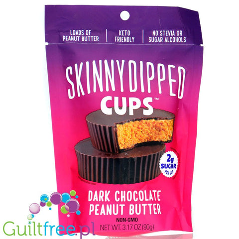 Skinny Dipped Cups, Dark Chocolate Peanut Butter - stevia & polyols free, keto friendly, no gluten