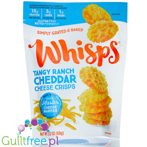 Cello Whisps Cheese Crisps, Tangy Ranch - keto chrupaki cheddarowe z maślanką i pomidorami