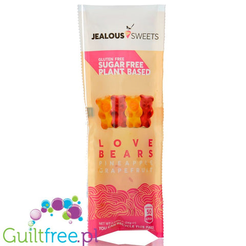 Jealous Sweets Love Bears, stick - wegańskie żelki misie bez cukru, ze stewią (Ananas & Grapefruit)