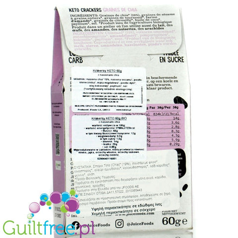 Joice Keto Crackers Chia Seeds 60g  - keto organic flax crackers