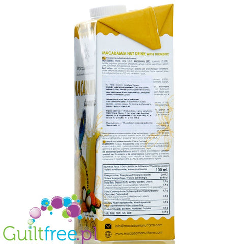 Macadamia Nut Farm Milk Turmeric 1L - vegetable macadamia milk, without sugar, soy and carrageenan