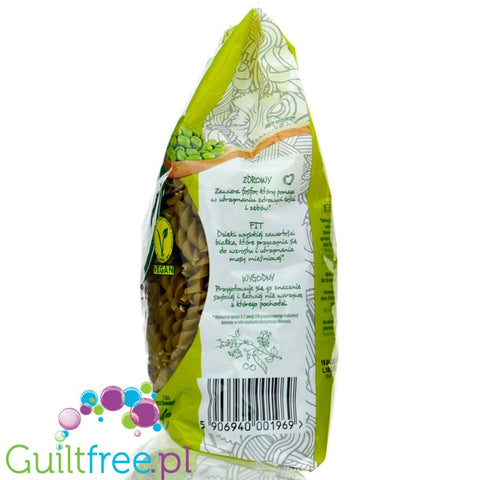 Novelle Makaron z Zielonego Groszku 100%, Fusilli - wegański makaron świderki z zielonego groszku 23g białka