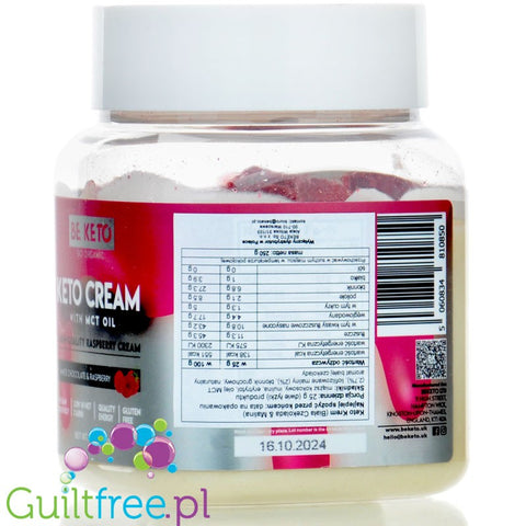 BeKeto Keto Cream™ White Chocolate & Raspberry no added sugar vegan spread with MCT