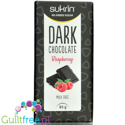 Sukrin Dark Chocolate Raspberry - keto ciemna czekolada bez mleka i cukru słodzona tylko erytrolem i stewią, Malinowa
