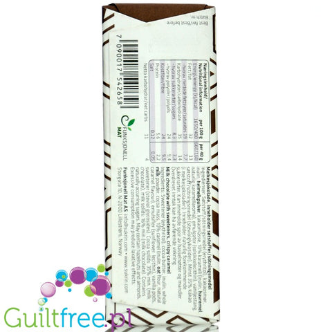 Sukrin Milk Chocolate Crispy Caramel - Colombian milk chocolate without added sugar with stevia and erythritol