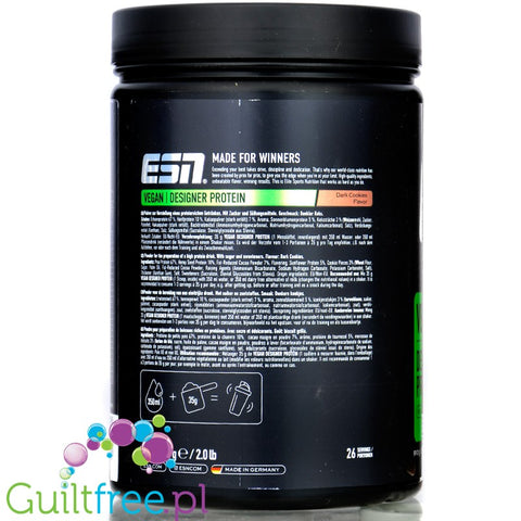 ESN Vegan Designer Protein, Dark Cookie 0.9 kg - vegan protein supplement without soy and gluten, flavor Cookie & Dark Chocolate