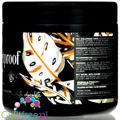 Ostrovit Bulletproof Coffee White Chocolate - keto kawa kuloodporna bulletproof coffee z MCT 100% Arabica, Biała Czekolada