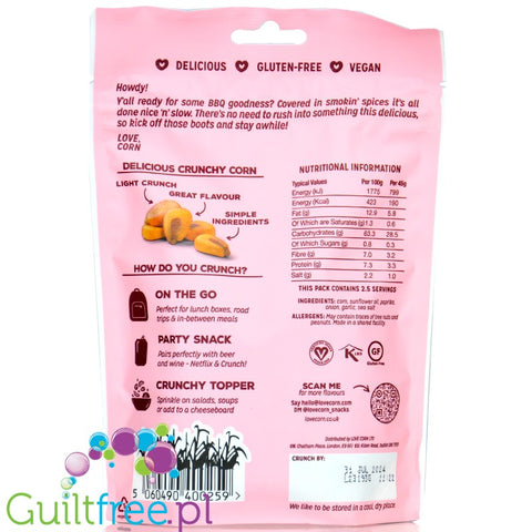 Love Corn Crunchy Corn Smoked BBQ - chrupiąca kukurydza w wegańskiej posypce wędzonej barbecue