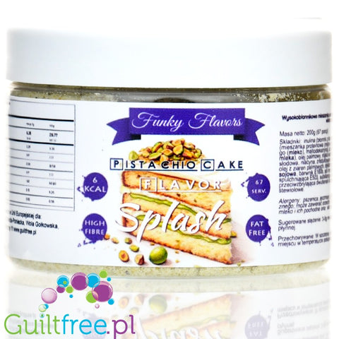 Funky Flavors Splash Pistachio Cake 200g - błonnikowy aromat słodzący w proszku o smaku ciasta pistacjowego z białą czekoladą