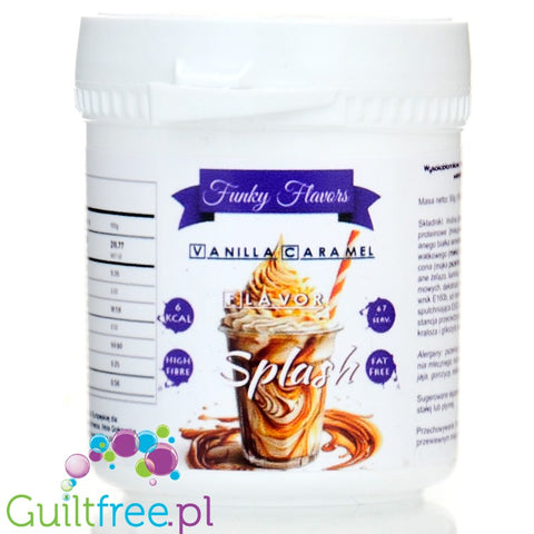 Funky Flavors Splash Vanilla Caramel 50g - błonnikowy aromat słodzący w proszku, Waniliowo-Karmelowy z kruszonką karmelową