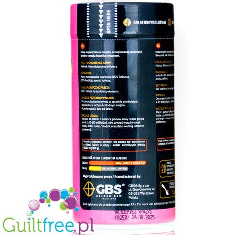 GBS Angel's Touch instant flavored coffee with caffeine boost,  milk bar