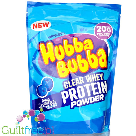Wrigley's Hubba Bubba Clear Whey Protein Blue Raspberry - odżywka proteinowa 20g białka w 87kcal