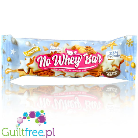 Rocka Nutrition NO WHEY White Choco Zimstern - wegański baton białkowy bez cukru i oleju palmowego