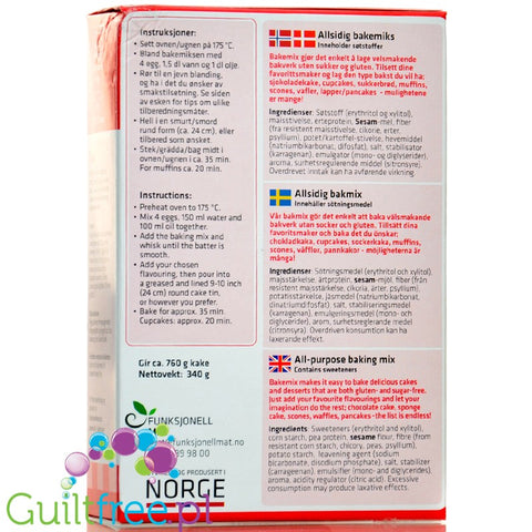 Sukrin Bakemix - bezglutenowa niskowęglowodanowa mieszanka do pieczenia ciast z erytrolem i ksylitolem