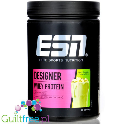 ESN Designer Whey White Chocolate Pistachio 0,9KG - WPI, WPH i WPC, odżywka o smaku Pistacja & Biała Czekolada