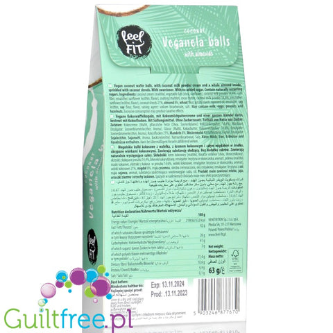 FeelFIT Veganela Coconut Protein coconut balls with almond