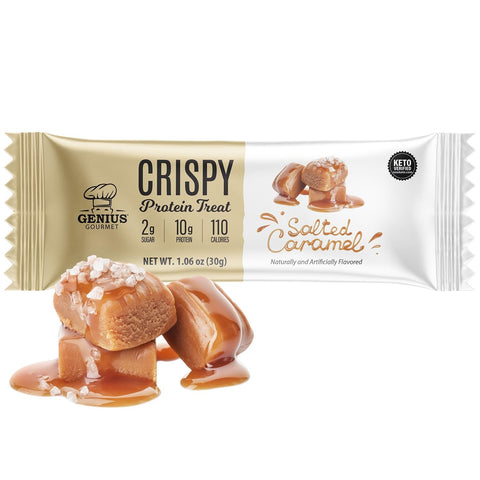 Genius Gourmet Crispy Protein Treat Salted Caramel 110kcal - ketogeniczny chrupiący baton z MCT 10g białka