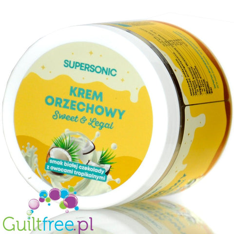 SuperSonic Peanut Butter White Chocolate & Tropical Fruit 250g - wegański krem, smak Białej Czekolady z Owocami Tropikalnymi