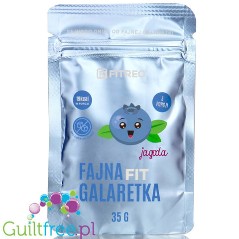 FitRec Fajna Galaretka Blueberry, sugar free jelly powder, 5 servings