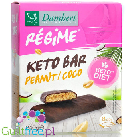 Damhert Regime Keto Bar Peanut Coco 8 x 90kcal - keto batoniki orzechowo-kokosowe w czekoladzie