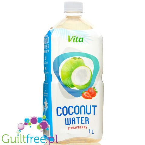 Vita Coconut Water Strawberry 1L - woda kokosowa bez dodatku cukru, nie z koncentratu, z sokiem truskawkowym