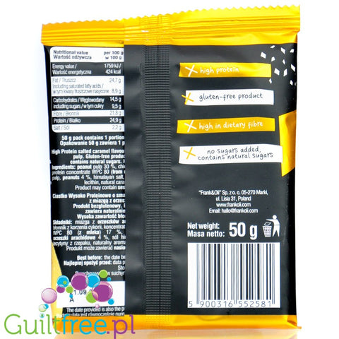 Frank & Oli Protein Cookie Salted Caramel - bezglutenowe ciastko proteinowe bez słodzików