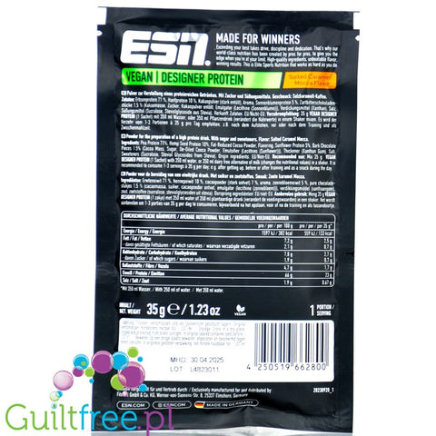 ESN Vegan Designer Protein Salted Caramel Mocha 30g - vegan nutritional supplement flavored with Coffee, Chocolate & Salted Cara