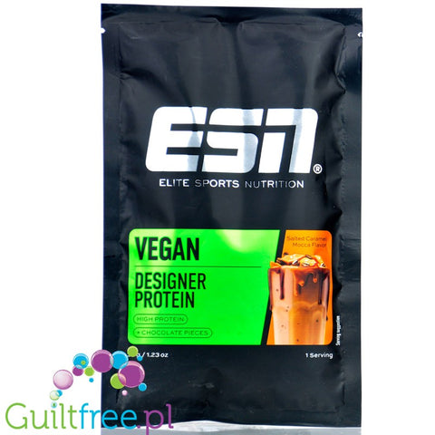 ESN Vegan Designer Protein Salted Caramel Mocha 30g - vegan nutritional supplement flavored with Coffee, Chocolate & Salted Cara