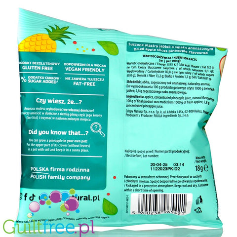 Crispy Natural Apples with Taste - crispy apple slices with the flavor of Pinaple