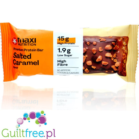 Maxi Nutrition Premium Protein Salted Carmel - baton białkowy 15g białka &178kcal, Solony Karmel & Czekolada