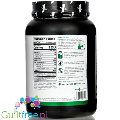 Rule1 R1 Plant Protein Vanilla - wegańska odżywka białkowa bez cukru, bez soi
