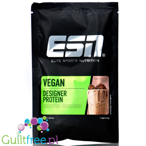 ESN Vegan Designer Protein, Dark Cookies - vegan nutritional supplement flavored with Dark Cookies, 30g sachet