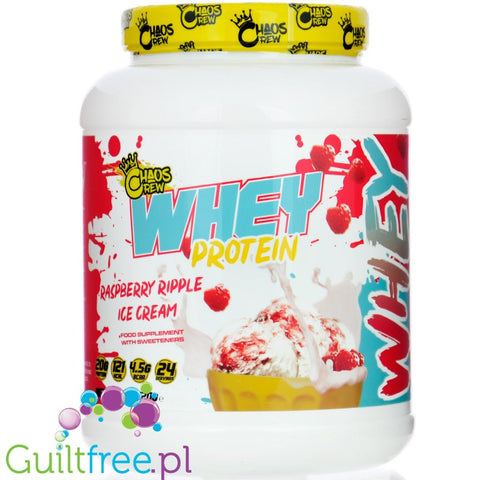 Chaos Crew Whey Protein Raspberry Ripple Ice Cream - odżywka białkowa WPC & WPI, smak Śmietankowych lodów malinowych