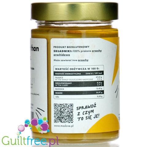 Maslove Arachidowe Smooth 290g gładko mielone masło orzechowe 100% orzechy, szklany słoik