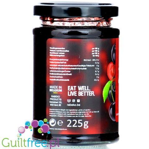 Rabeko Jam, Black Cherry 63kcal - wysokobłonnikowy dżem wiśniowy 89% mniej cukru