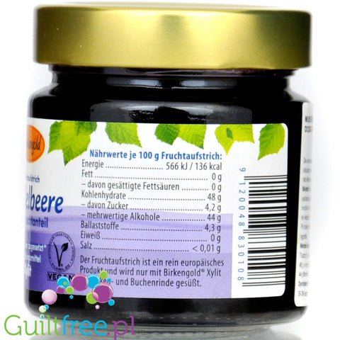 BirkenGold Bluebeery - fruit sugar free spread with xylitol