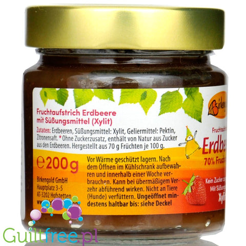 BirkenGold Erdbeere Fruit - dżem truskawkowy bez cukru z ksylitolem