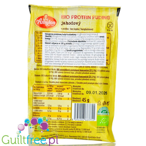 Amylon Organic Strawberry Protein Pudding 45g