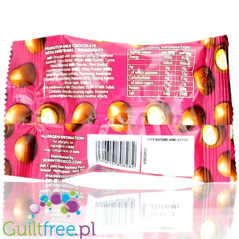 Skinny Food Chocaholic Peanuts Milk Chocolate - peanuts in chocolate with no added sugar