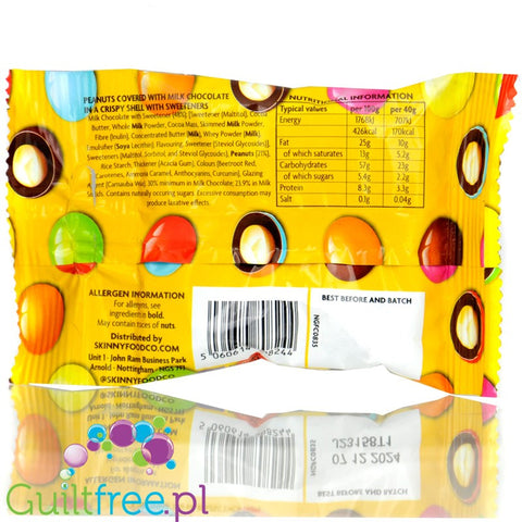 Skinny Food Chocaholic Coated Peanuts Milk Chocolate - orzeszki w lukrowanej czekoladzie bez dodatku cukru